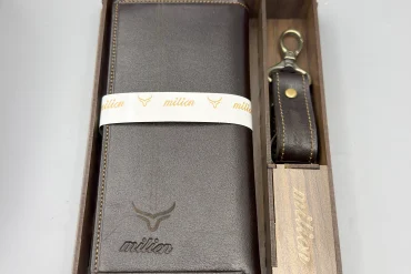 ست کیف کتی و جاسوئیچی مردانه قهوه ای|14040614