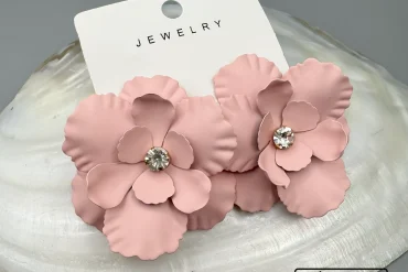 گوشواره گل صورتی تک نگین اسپرت|14040642