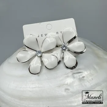 گوشواره گل سفید تک نگین اسپرت |14040646 - Image 4