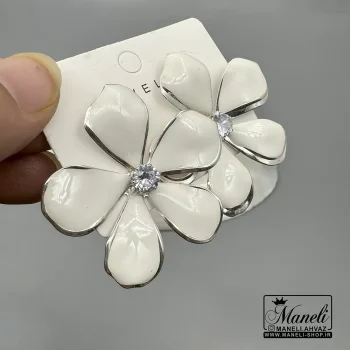 گوشواره گل سفید تک نگین اسپرت |14040646 - Image 3