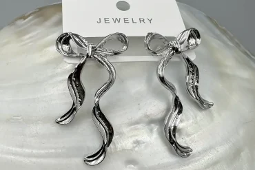 گوشواره ترند پاپیون آبکاری نقره |14040650