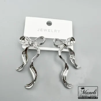 گوشواره ترند پاپیون آبکاری نقره |14040650 - Image 3