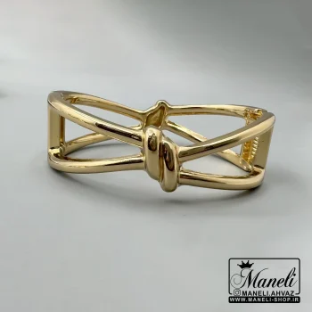 دستبند استیل طلایی طرح گره زنانه رنگ ثابت|14040632 - Image 4