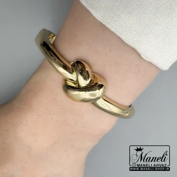 دستبند استیل طلایی طرح گره زنانه رنگ ثابت|14040633 - Image 2