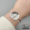 دستبند بنگل مدل گل و ترکیب مروارید آبکاری نقره ترندی|14040638 - Image 2