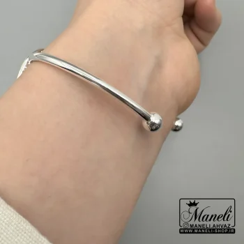 دستبند بنگل مدل گل و ترکیب مروارید آبکاری نقره ترندی|14040638 - Image 5