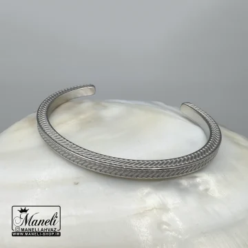 بنگل مردانه نقره ای طرحدار