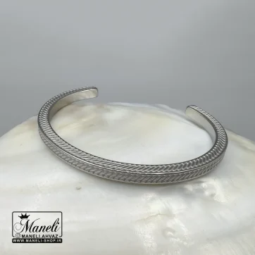 بنگل مردانه نقره ای طرحدار