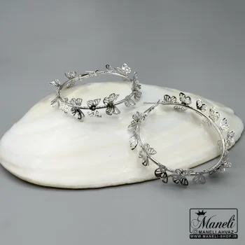 گوشواره حلقه ای مدل پروانه نقره ای |140406119