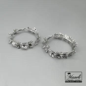 گوشواره حلقه ای مدل پروانه نقره ای |140406119 - Image 2