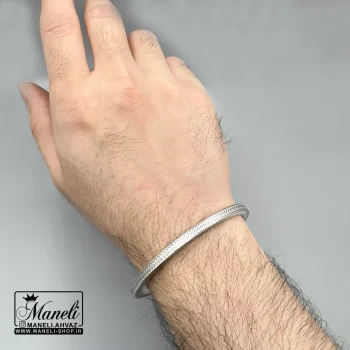 دستبند مردانه بنگل مردانه نقره ای طرحدار|140406116 - Image 2