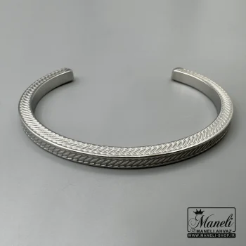 دستبند مردانه بنگل مردانه نقره ای طرحدار|140406116 - Image 3