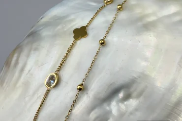 دستبند ظریف طلایی ونکلیف مینیمال |14040626