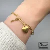 دستبند ظریف طلایی طرح  قلب و کلید |14040629 - Image 2