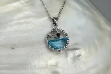 گردنبند دم وال و دریا استیل نقره ای رنگ ثابت |14040707