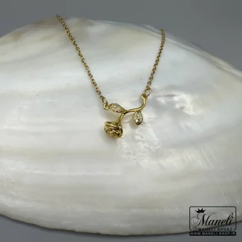 گردنبند طرح گل نگین دار طلایی رنگ ثابت|14040711