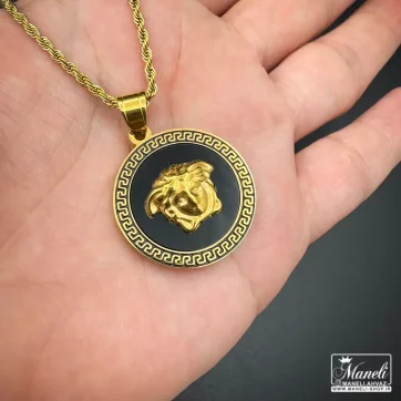 پلاک ورساچه طلایی و مشکی رنگ ثابت|14040690