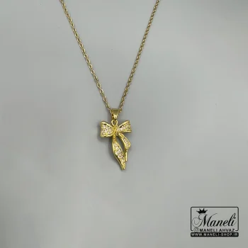 گردنبند طلایی پاپیون نگین دار ترند |14040710 - Image 2