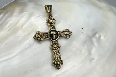 پلاک سلیب طلایی با طرح اسکلت|14040703