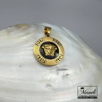 پلاک ورساچه ی رنگ ثابت مشکی طلایی|14040693