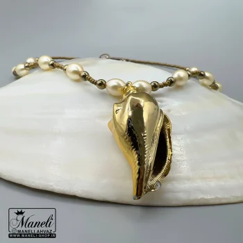 گردنبند صدف و مروارید طلایی و سفید ومروارید|14040719 - Image 3