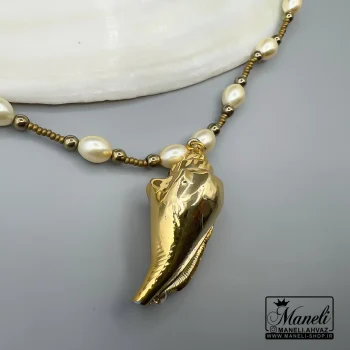 گردنبند صدف و مروارید طلایی و سفید ومروارید|14040719 - Image 2