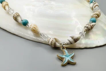 گردنبند صدفی با ترکیب ستاره آبی تیفانی|14040715