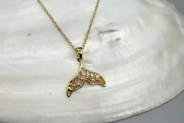 گردنبند دخترانه دم وال نگین صورتی |140406104