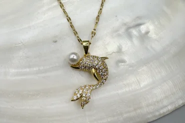 گردنبند وال مرواریدی نگین مخراج شده|140406106