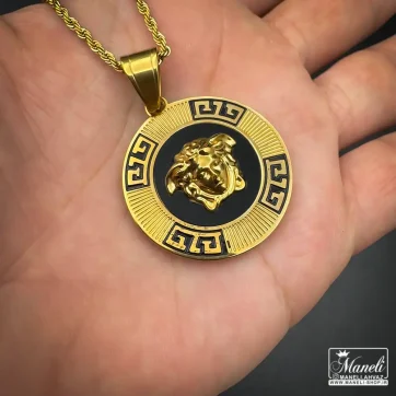 پلاک و زنجیر ورساچه طلایی مشکی