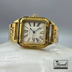 ساعت کارتیر صفحه سفید طلایی