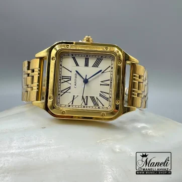 ساعت کارتیر صفحه سفید طلایی