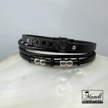 دستبند مردانه چرم سیلور