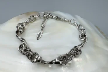 دستبند نقره ای رنگ ثابت ژوپینگ