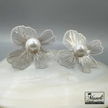 گوشواره مجلسی ظریف نقره ای میخی