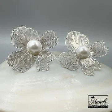 گوشواره مجلسی ظریف نقره ای میخی