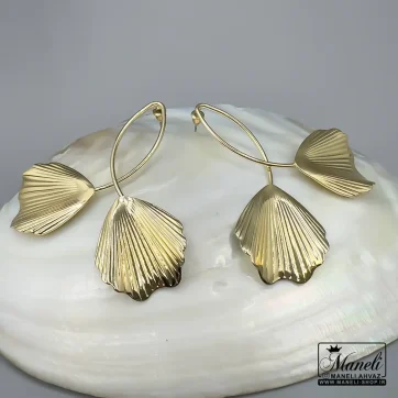 گوشواره طرح برگ گل طلایی
