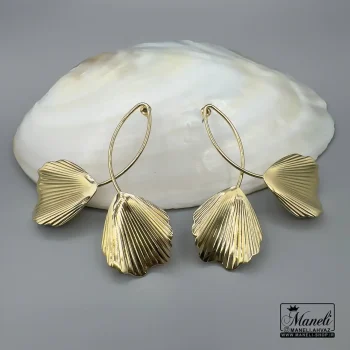 گوشواره  طلایی میخی طرح برگ گل|14040736 - Image 3