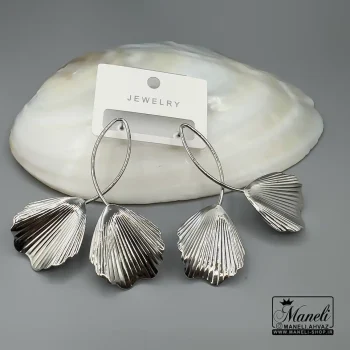 گوشواره میخی نقره ای طرح طرح برگ گل|14040735 - Image 3