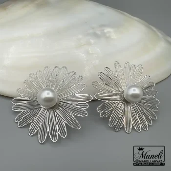 گوشواره میخی ظریف سیلور طرح گل|14040734