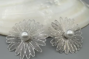 گوشواره میخی ظریف سیلور طرح گل|14040734