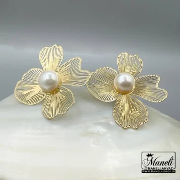 گوشواره طلایی ظریف با ترکیب مروارید