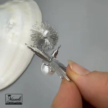 گوشواره میخی ظریف سیلور طرح گل|14040734 - Image 2