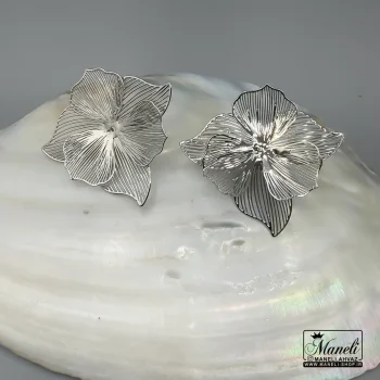 گوشواره میخی نقره ای طرح گل|14040730 - Image 2