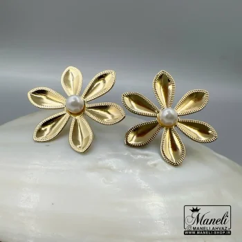 گوشواره طلایی گل میخی با ترکیب مروارید|14040743 - Image 2