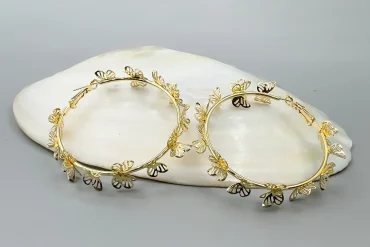 گوشواره طلایی طرح پروانه حلقه ای ظریف|14040745