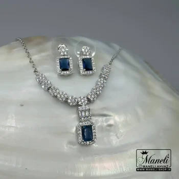 نیم ست جواهری نگین سورمه ای