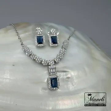 نیم ست جواهری نگین سورمه ای