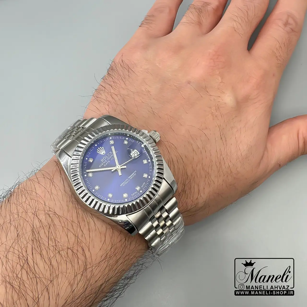 rolex abi ساعت رولکس نقره ای صفحه ای آبی|14040802 - Image 4