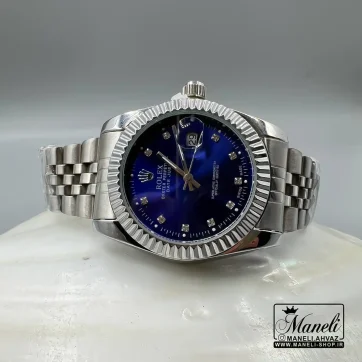ساعت رولکس نقره ای با صفحه ی آبی